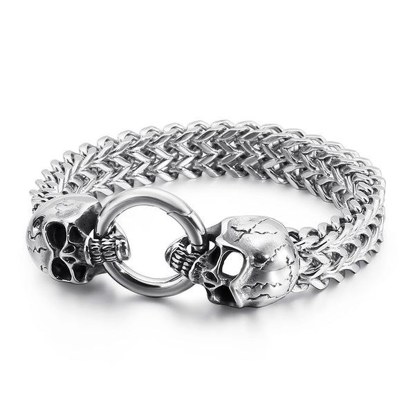 Pulsera de Acero Titanio con Calavera para Hombre - Diseño Dominante y Resistente