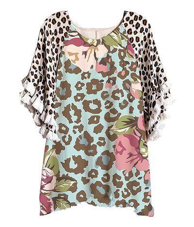 Blusa Suelta Cuello Redondo con Volantes de Encaje y Bloques de Color para Mujer - Image 16