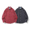Camisa de Manga Larga con Rayas Contrastantes Estilo Estadounidense para Hombre