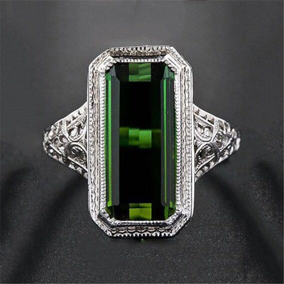 Anillo de Esmeralda Natural para Mujer - Diseño Europeo y Estadounidense