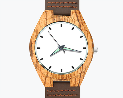 Reloj de Pulsera Personalizado Madera Grabado Correa Cuero Marrón 45mm - Image 2