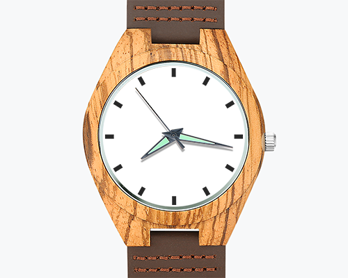 Reloj de Pulsera Personalizado Madera Grabado Correa Cuero Marrón 45mm - Image 2