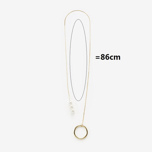 Cadena larga de suéter coreano con perlas elegantes - Image 5