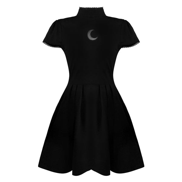 Vestido Negro Lolita Gótico con Malla Lunar y Detalles Calados - Image 5