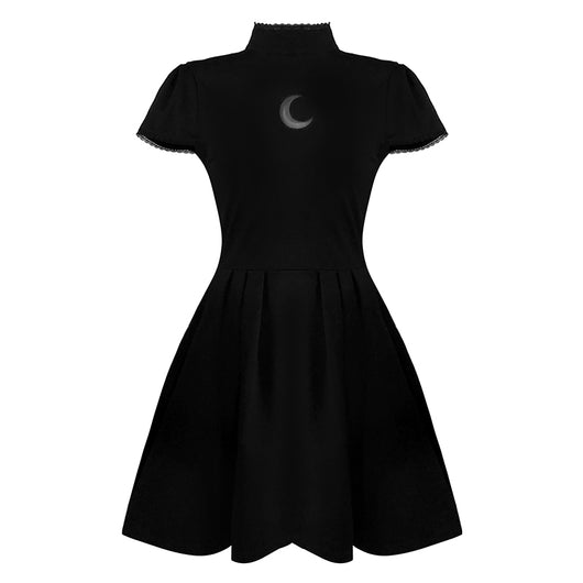 Vestido Negro Lolita Gótico con Malla Lunar y Detalles Calados - Image 5