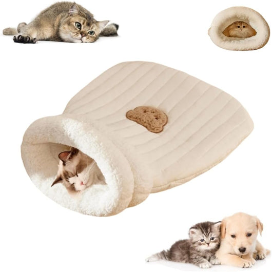 Saco Cálido para Gatos - Cama Cueva Acogedora de Felpa para Invierno