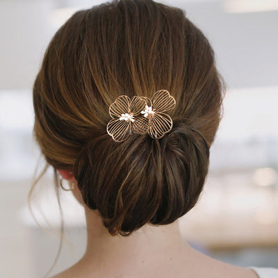 Peineta Nupcial de Flores Doradas - Accesorio de Ensueño para Novia - Image 13