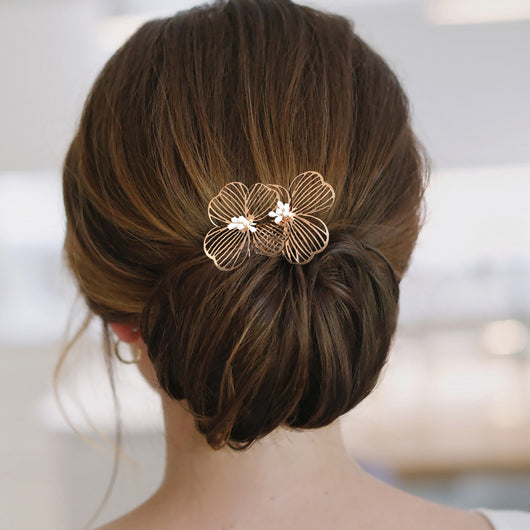 Peineta Nupcial de Flores Doradas - Accesorio de Ensueño para Novia - Image 13