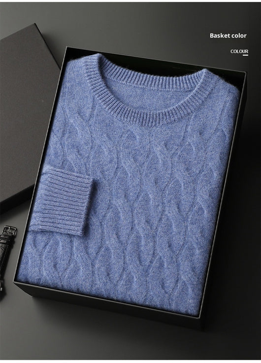 Suéter de Cachemira Gruesa para Hombre con Cuello Redondo y Diseño Trenzado - Image 17