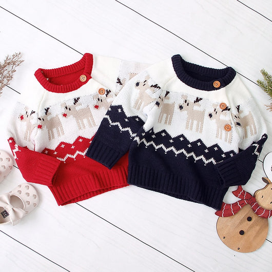 Suéter Navideño Tejido con Reno para Niños y Niñas - Image 3