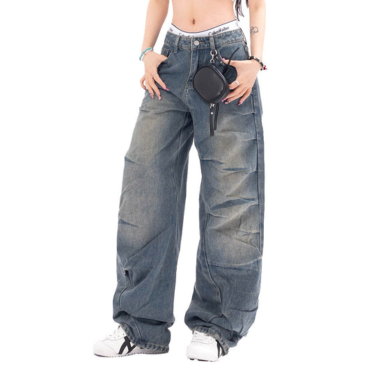 Jeans Rotos Plisados Irregular Unisex