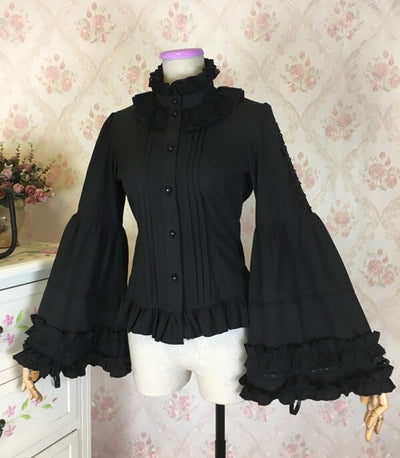 Blusa Elegante de Encaje con Mangas Acampanadas y Cuello Mao - Image 11