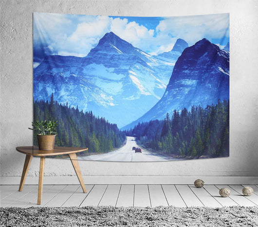 Black and white tapestry featuring a stylized sun with a face and large ocean waves with boats, inspired by Hokusai. - Image 6