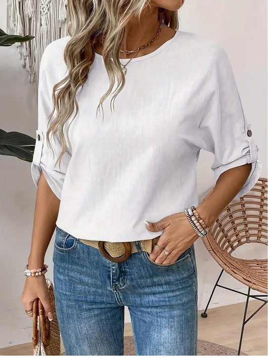 Blusa Casual de Cuello Redondo Diseño Elegante y Minimalista para Mujer - Image 30