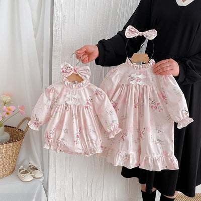 Enterizo Manga Larga para Bebé Niña Estilo Retro Tang - Image 2