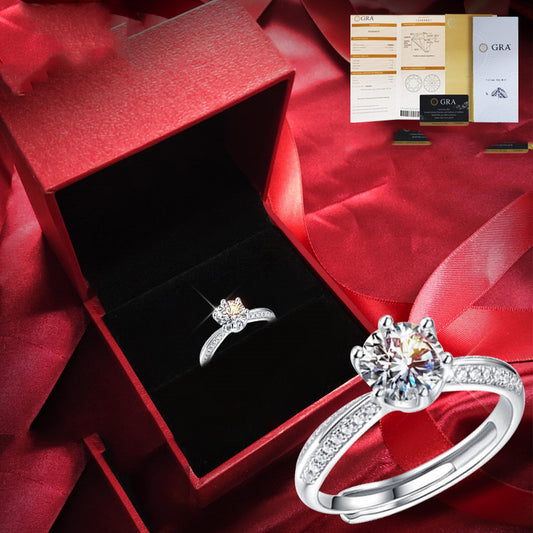 Anillo de Diamante de Quilate en Oro Blanco para Parejas en Plata Esterlina - Image 2