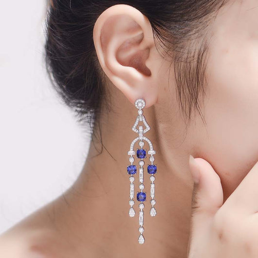 Aretes de Zafiro en Plata 925 con Borlas para Mujer - Image 14
