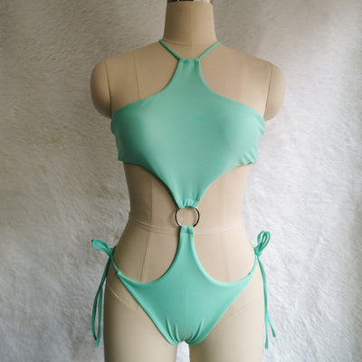 Traje de Baño Enterizo de Color Liso con Doble Argolla - Image 6