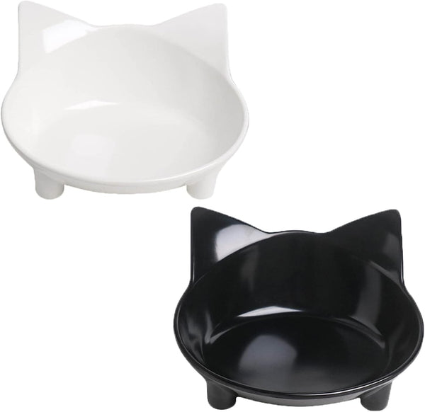 Comedero y Bebedero Antideslizante para Gatos - Cuencos Anchos contra Fatiga de Bigotes