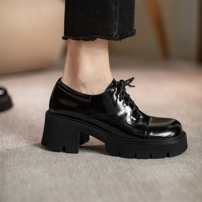 Zapatos Oxford Mujer Estilo Británico Suela Gruesa con Cordones - Image 8