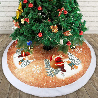 Falda Protectora para Base de Árbol Navideño 98cm - Diseño Papá Noel Franela