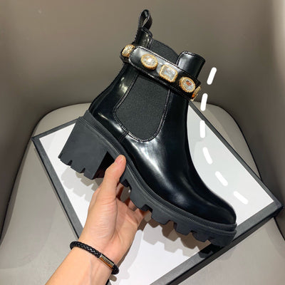 Botas Martin de Punta Redonda Resistentes al Desgaste - Negras - Image 4