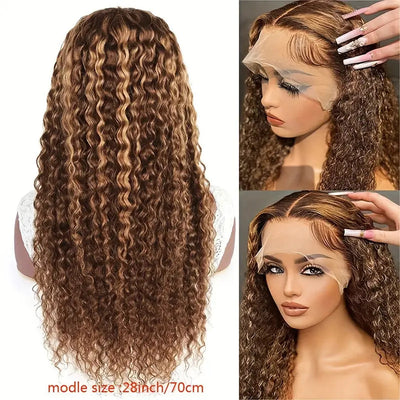 Peluca Rizada Sintética Mix Tonos Castaños - Estilo Afro Europeo Americano - Image 3