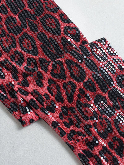 Pantalones Rectos Estampado Leopardo con Lentejuelas - Diseño Europeo - Image 13