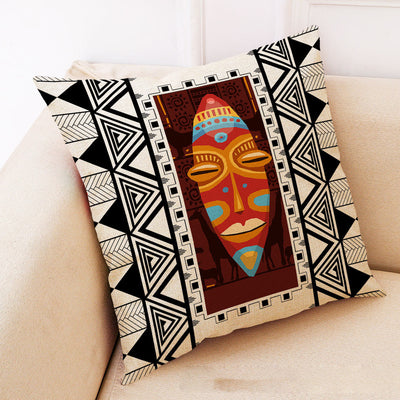 Funda de Almohada Geométrica de Algodón y Lino con Bordado Artístico - Image 11