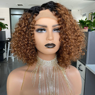 Peluca de Cabello Humano Rizado Ombré 1B/30 con Encaje Frontal - Image 6
