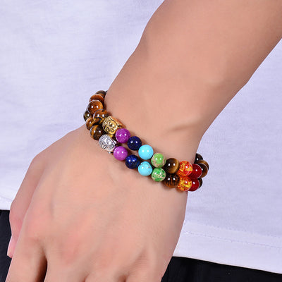 Pulsera de Chakras con Piedra Volcánica y Ojo de Tigre - Equilibrio y Protección - Image 5