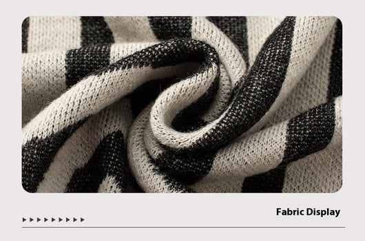 Poncho Tejido de Rayas Otoño Invierno con Flecos Elegante - Image 33