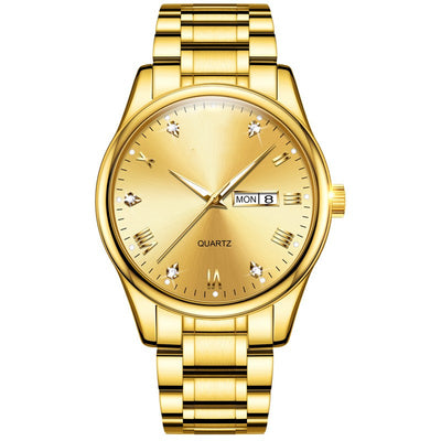 Reloj de Negocios Tuhao Gold Diamond con Cuarzo Resistente al Agua y Esfera Luminosa - Image 3