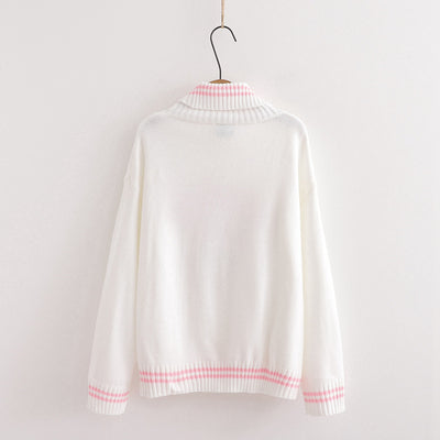 Suéter de cuello alto con bordado de fresas - Image 2