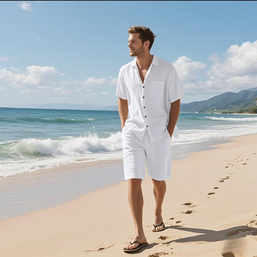 Camisa de Lino Transpirable Manga Corta para Playa - Image 5
