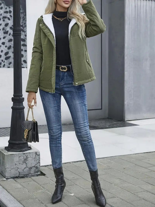 Abrigo de Invierno con Forro Polar y Capucha - Estilo Preppy Elegante para Mujer - Image 16