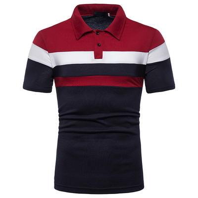 Playera tipo polo con cuello para hombre en bloques de tres franjas - Image 6