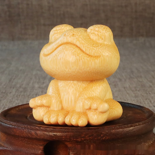 Ornamento de Rana Sonriente en Talla de Bambú Macizo - Image 7