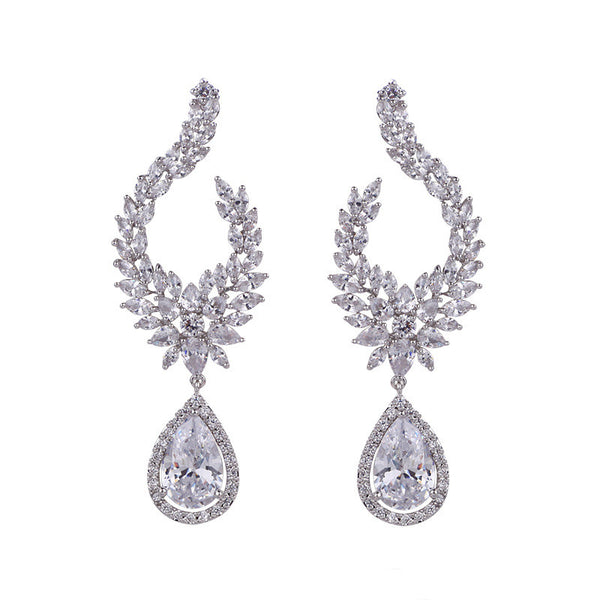 Aretes Largos de Plata Esterlina 925 con Diamantes Completos - Image 3