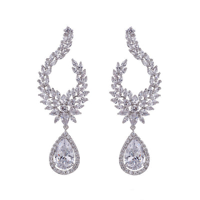 Aretes Largos de Plata Esterlina 925 con Diamantes Completos - Image 3