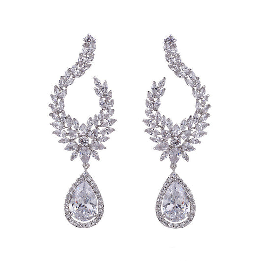 Aretes Largos de Plata Esterlina 925 con Diamantes Completos - Image 3