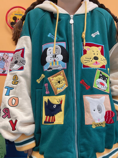 Sudadera con Capucha para Mujer con Parches Bordados Estilo Cartoon - Image 8