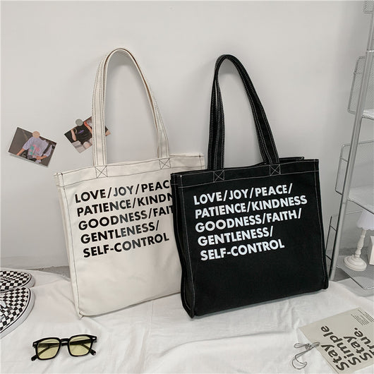 Bolsa de Lona Grande con Letras Literarias - Capacidad Amplia - Image 10