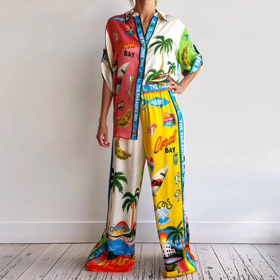 Traje Casual Dos Piezas con Estampado Suelto