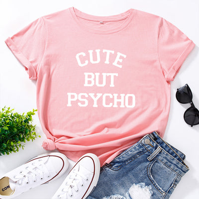 Camiseta Suelta de Cuello Redondo con Diseño Creativo de Letras para Mujer - Image 10