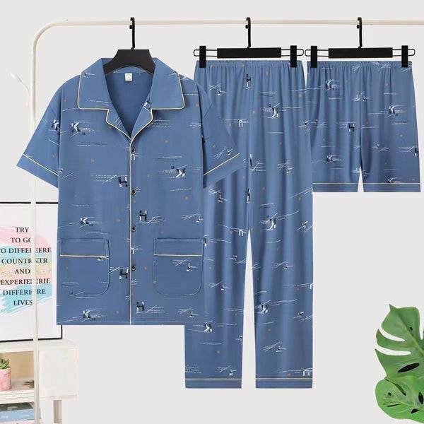 Pijama de Tres Piezas Manga Corta para Hombre