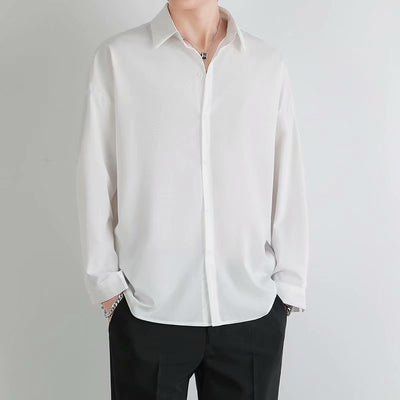 Camisa Suelta de Manga Larga en Seda de Hielo para Hombre - Image 28