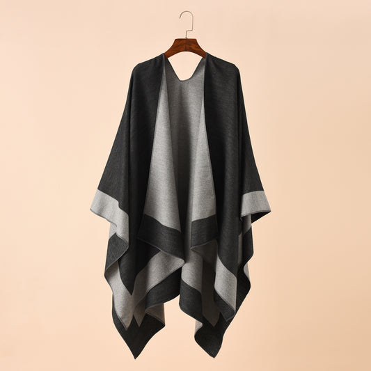 Poncho Cálido de Color Sólido para Viajes - Primavera, Otoño e Invierno