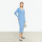 Vestido Midi Tejido V-neck Slim Fit Cálido y Versátil para Mujer