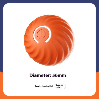 Blue gravity intelligent charging dog toy, a spherical interactive pet ball with a textured wavy surface and power button. - Image 3
